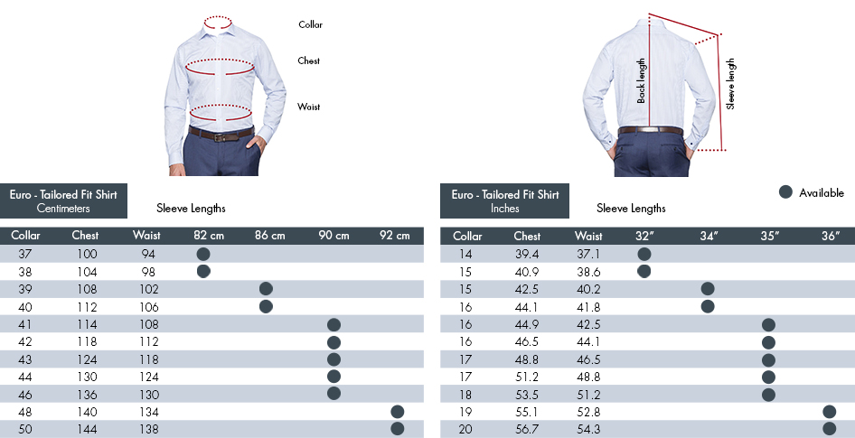 van heusen shirt sizes